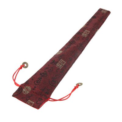 Chinese Spanish Hand Pocket Fan Holder Silk Folding Fan Pouch Wine Red, 38cm