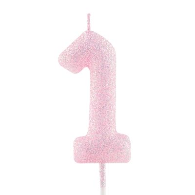 Birthday Number Candle 12 - Glittering Pink