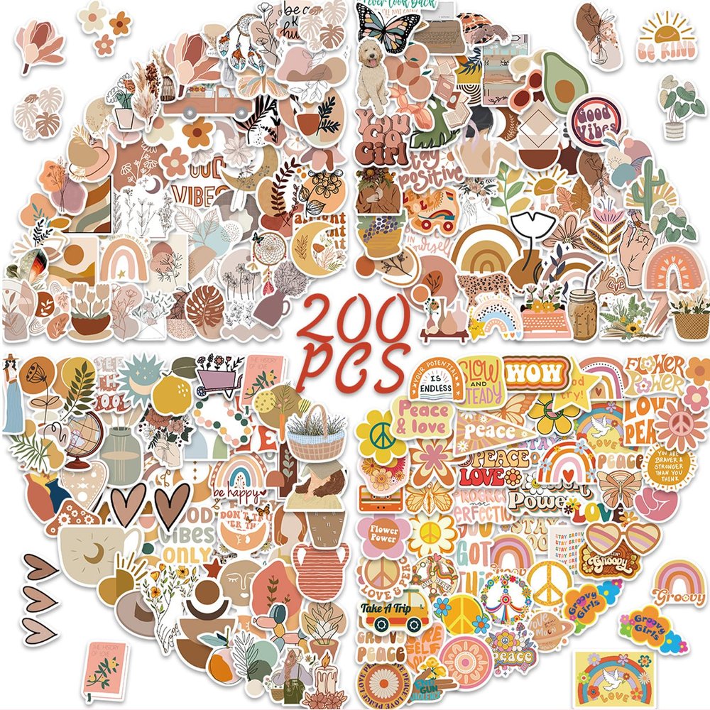 200 Boho Motivational Sticker Set