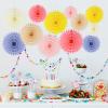 BestoFun 12-Piece Colorful Tissue Paper Fan Set view 2