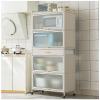 5-Tier Microwave Stand with Folding Doors, White, 80 x 170 cm view 1