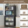 5-Tier Microwave Stand with Folding Doors, White, 80 x 170 cm view 3
