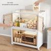 Mobile Kitchen Cabinet, S-Shaped Shelf with 4 Casters, Microwave Stand with Door, 60 x 38 x 64.6 cm view 4