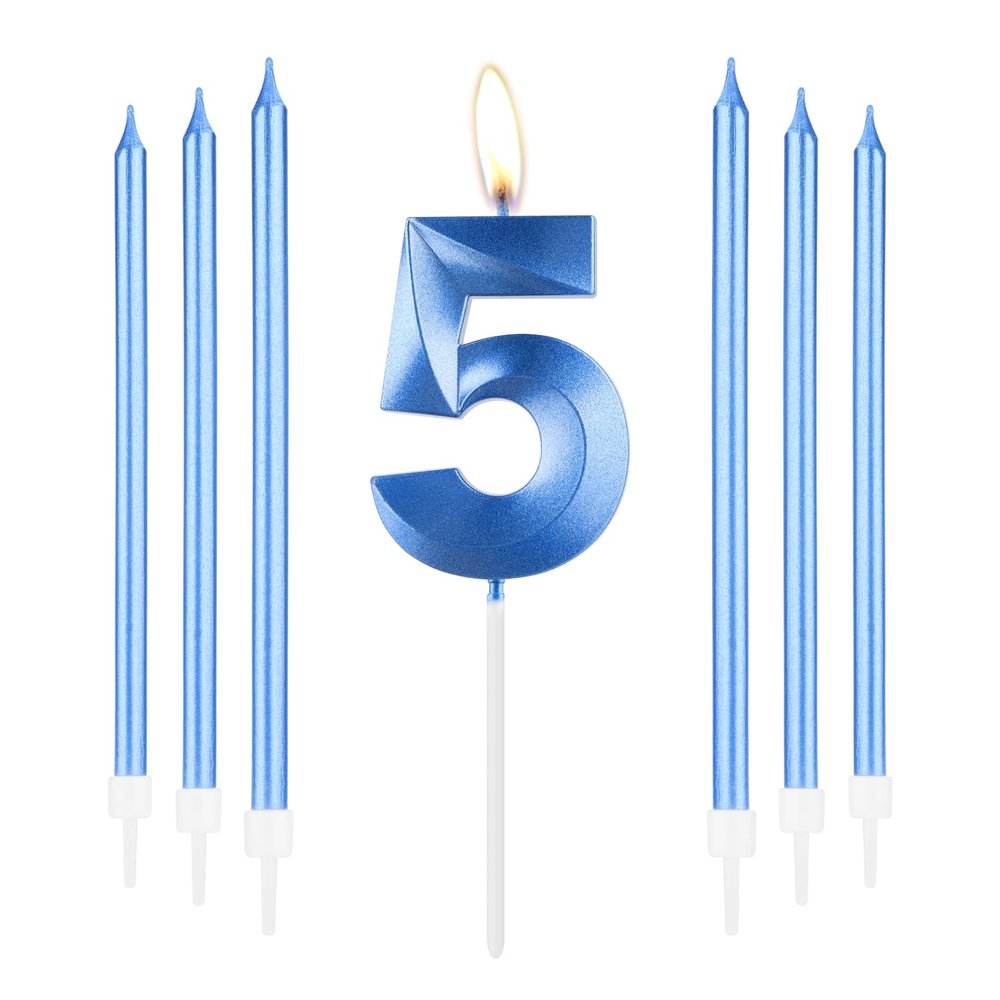 mciskin Royal Blue Candle Set for 5th Birthday