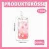 16 oz Pink Bow Tumbler with Lid and Straw, Reusable Plastic Cup, Cherry Blossom view 2