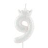 Glittering White Crown Birthday Candle view 1