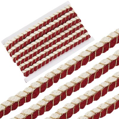 GORGECRAFT 5m Cotton Braid Trim 17mm Wide Red Beige Gold