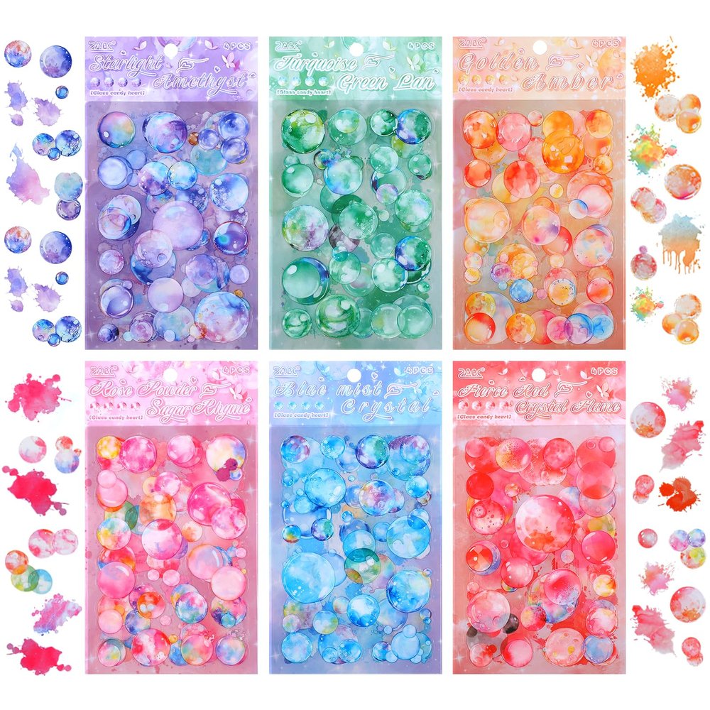 24 Sheets Watercolor Bubble Scrapbooking Stickers