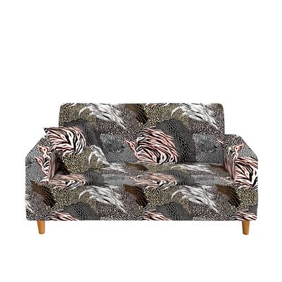 Hixingo Stretch Sofa Cover, 4-Seater, Leopard 3D Pattern, Non-Slip, White