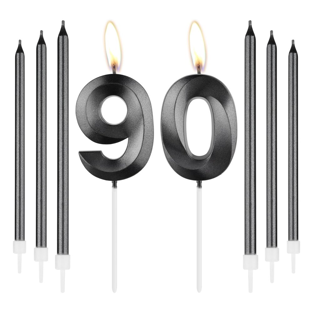 mciskin Obsidian Black 90th Birthday Candle Set