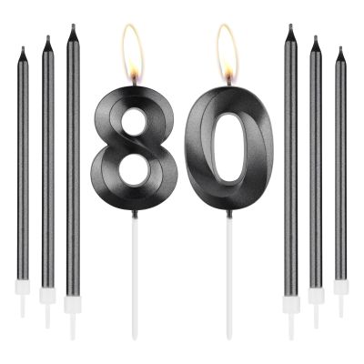mciskin Obsidian Black 80th Birthday Candle Set