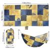 Portable Hammock with Carry Bag, Blue and Gold Plaid, 150 kg Capacity view 3
