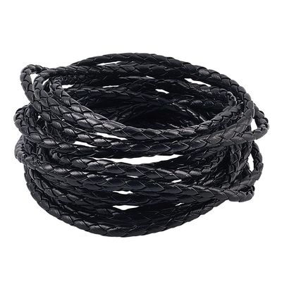GORGECRAFT 5m Black Round PU Leather Cord