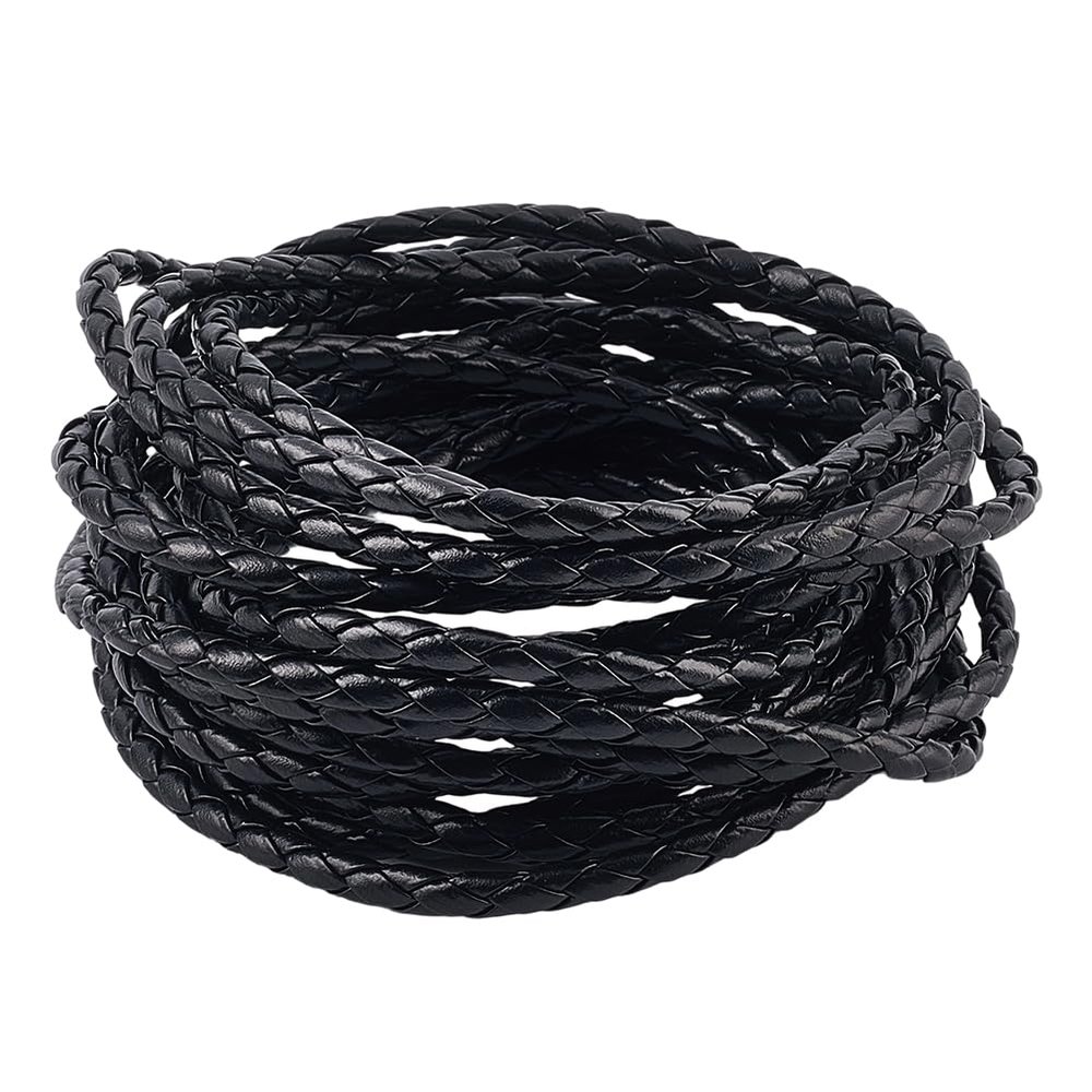 GORGECRAFT 5m Black Round PU Leather Cord