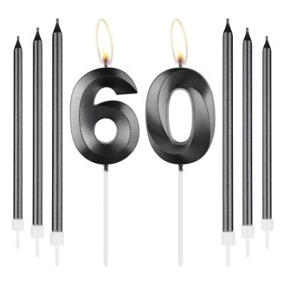 mciskin Obsidian Black 60th Birthday Candle Set