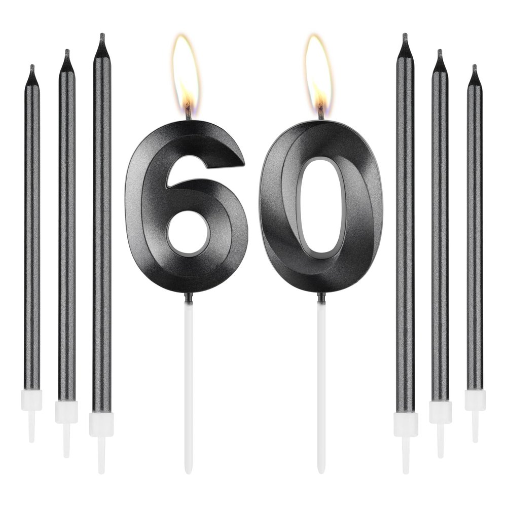 mciskin Obsidian Black 60th Birthday Candle Set