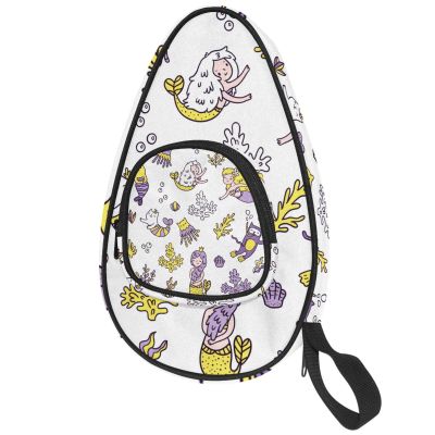 VAPOKF Table Tennis Paddle Case, Cute Mermaid Design, with Pocket for 4–5 Balls