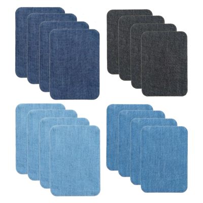 12 Assorted Blue Iron-On Patches