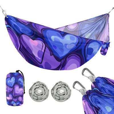 Valentine Purple Heart Camping Hammock with Hanging Rope, 150 kg Capacity