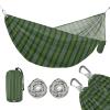 Campamento Camping Hammock with Hanging Rope Hammock, Gray-Green Striped view 1