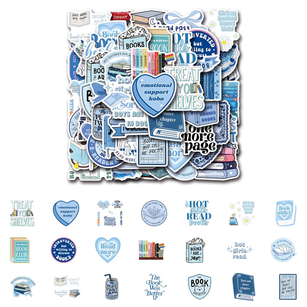 50 PCS Book Stickers - Blue