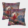 kaiyun Farmhouse Cushion Covers, 2-Pack, 18 x 18 in, Princess Riding on a Deer view 1