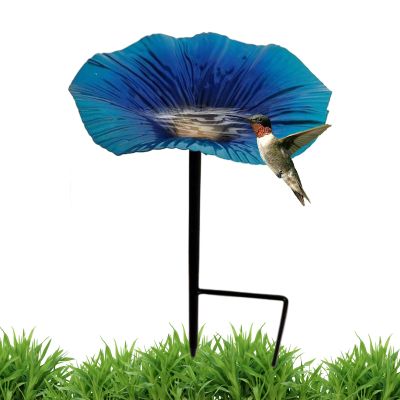 Flower-Shaped Birdbath Stand with Tray for Outdoor Gardens
