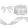 Mr & Mrs Wedding Ribbon, 4.5m x 15mm White Silver Satin Gift Ribbon view 1