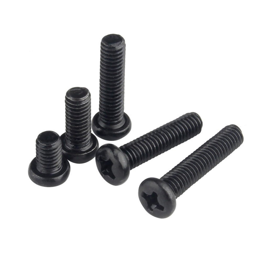 Nodrest 50/100 pcs M1.2–M4 Phillips Flat-Head Carbon Steel Black Machine Screws, GB818