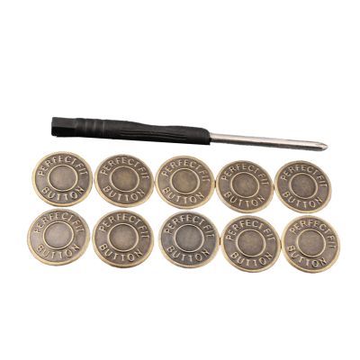 Metal Jeans Buttons, 17 mm, Replacement Buttons, 10 Pack
