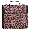 Zipper Binder with Shoulder Strap and Handle, Leopard Print, Pink, 3 Rings, 1.5 in, with Zipper Pocket, Portfolio Binder for Middle School Students view 1