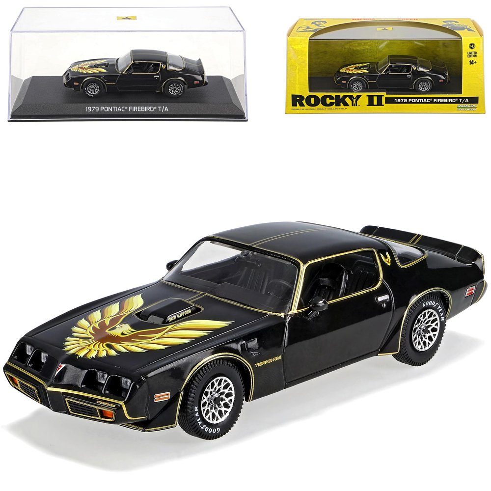 Pontiac Firebird Trans Am T/A Coupe Black, Rocky II/Balboa/Creed 2, 1:43 Greenlight Model with Custom License Plate