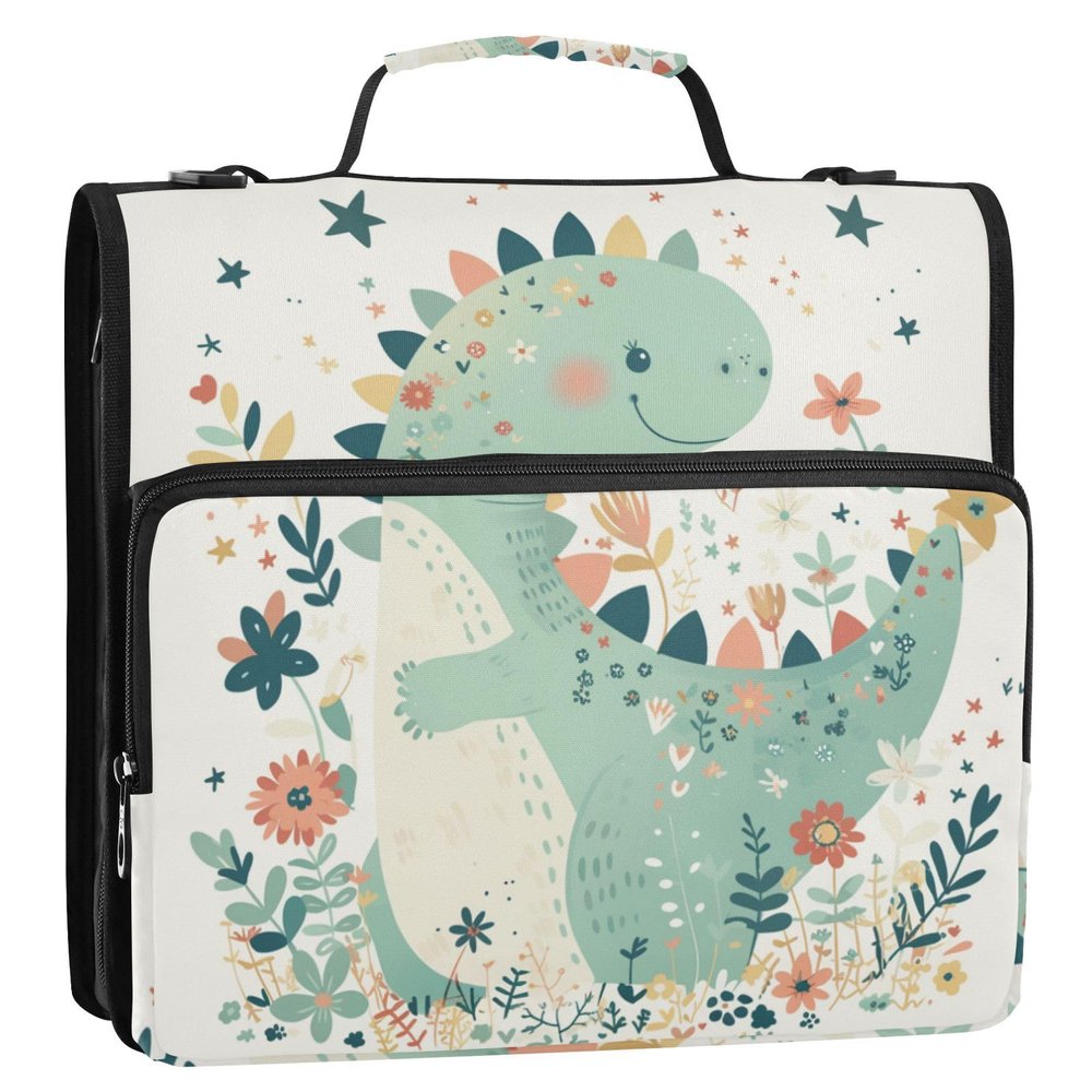 Cartoon Baby Dinosaur 3-Ring Binder, 3.8 cm, Pastel Doodle Style