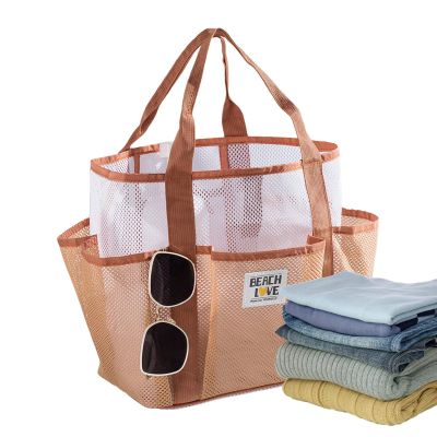 Reusable Fashionable Large Mesh Travel Tote Bag with Multiple Pockets