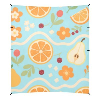 Floral Beach Cabana, UPF 50+, Lightweight Sun Shelter with Sandbags and Sand Shovel, Blue/Orange