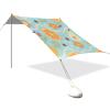 Floral Beach Cabana, UPF 50+, Lightweight Sun Shelter with Sandbags and Sand Shovel, Blue/Orange view 2