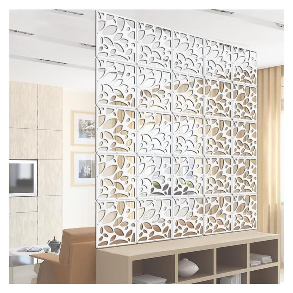 EPYBJYWQ DIY Wood-Plastic Room Divider Panels, Hanging Privacy Screen, 39 x 39 cm, 29 Pieces