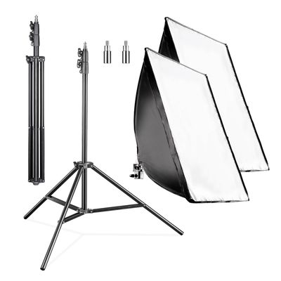 Walimex Pro 2-Piece Softbox Set, 40 x 60 cm, with 35 W LED Lights and FT-8051 Stands up to 260 cm