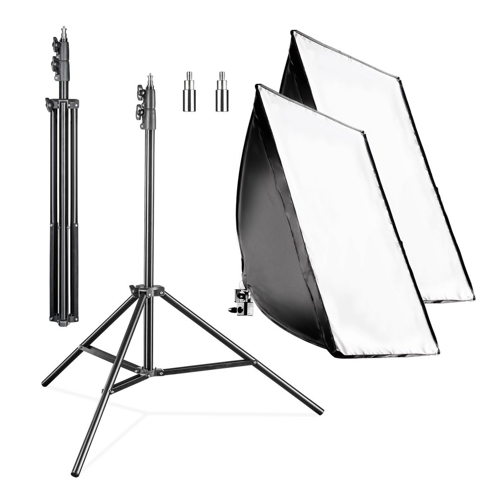 Walimex Pro 2-Piece Softbox Set, 40 x 60 cm, with 35 W LED Lights and FT-8051 Stands up to 260 cm
