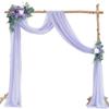 2-Piece Wedding Tulle Curtain Swag, Purple, 300 x 75 cm view 1