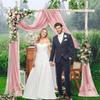 2-Piece Wedding Tulle Curtain Swag, Purple, 300 x 75 cm view 2