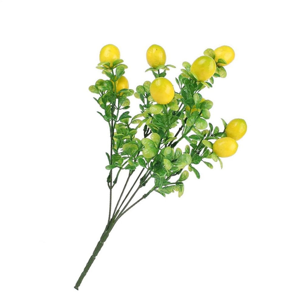 Artificial Lemon Branches | 35.6 cm Realistic Lemon and Green Leaf Stem
