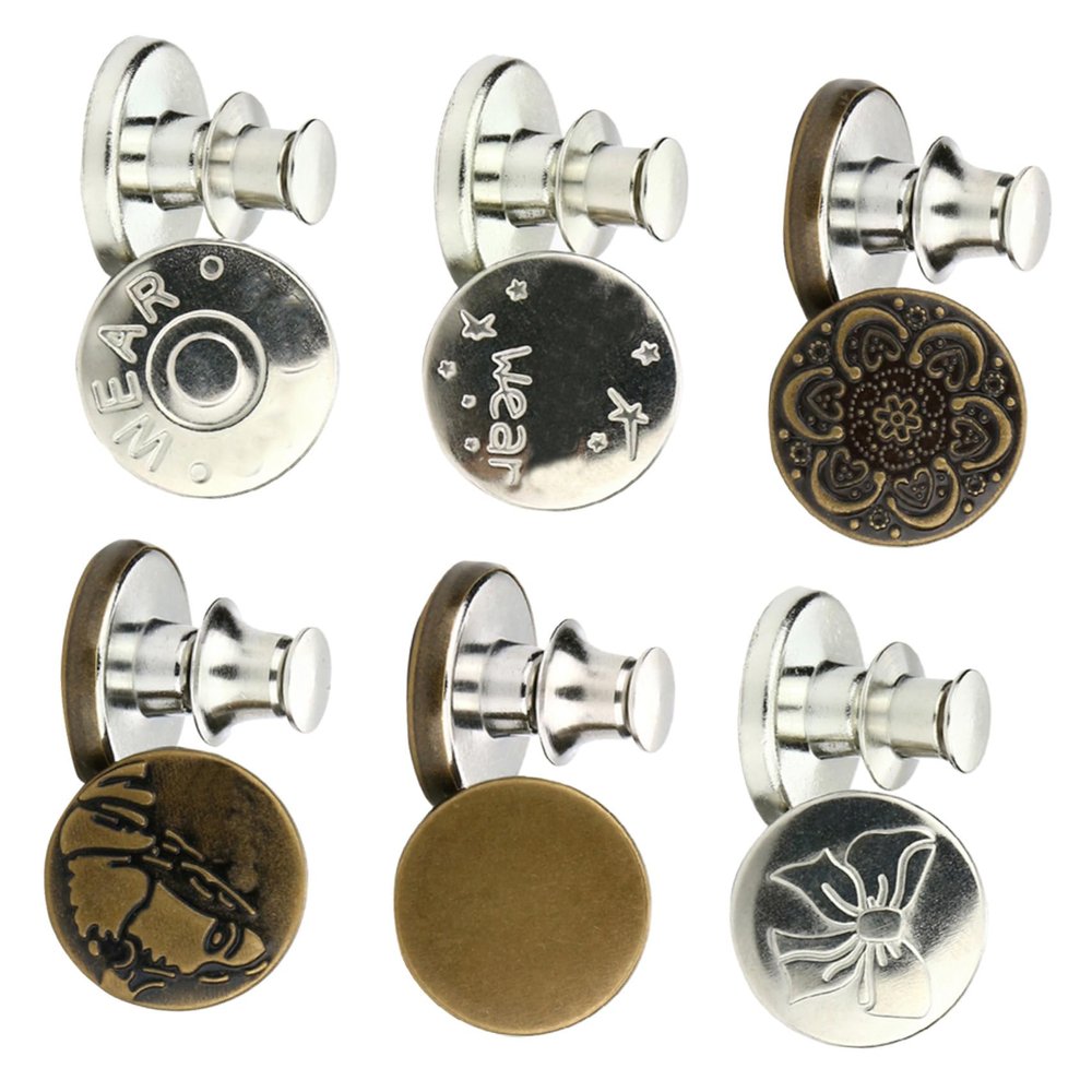 Uonlytech 6-Piece Removable Clip Buttons for Jeans