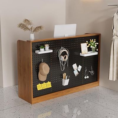 Reception Desk with Lockable Drawer and Pegboard, 100 cm Wide