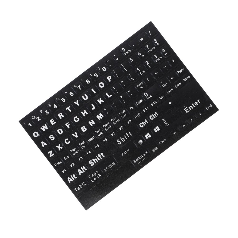 English Replacement Keyboard Stickers, 1 Sheet, Black PVC