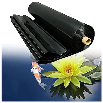 HIFRQVVC Garden Fish Pond Underlay, Preformed Black HDPE Pond Liner, Multiple Sizes (6 x 15 m / 19.7 x 49 ft)