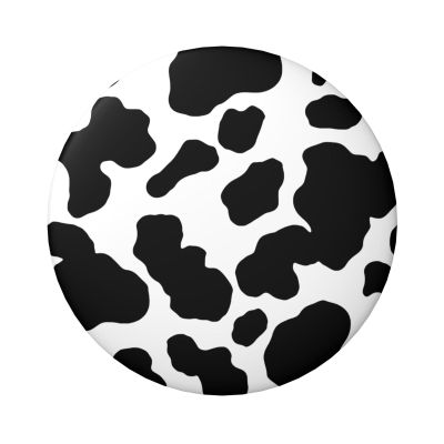 Lightweight Round Cow-Print Pins, Black Spots, 6 cm Diameter
