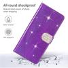 SEHEYA Flip Case for iPhone 16, Glitter PU Leather with Magnetic Diamond Clasp, Stand Function and Card Slots, Purple view 2