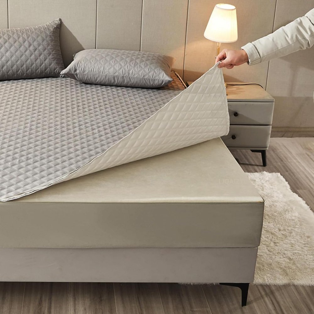 Luxurious Breathable Custom-Size Mattress Cover, Gray, 160 x 190 + 18 cm
