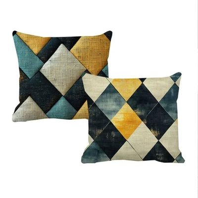 Turquoise Waterproof Linen Cushion Covers, 55 x 55 cm, Set of 2